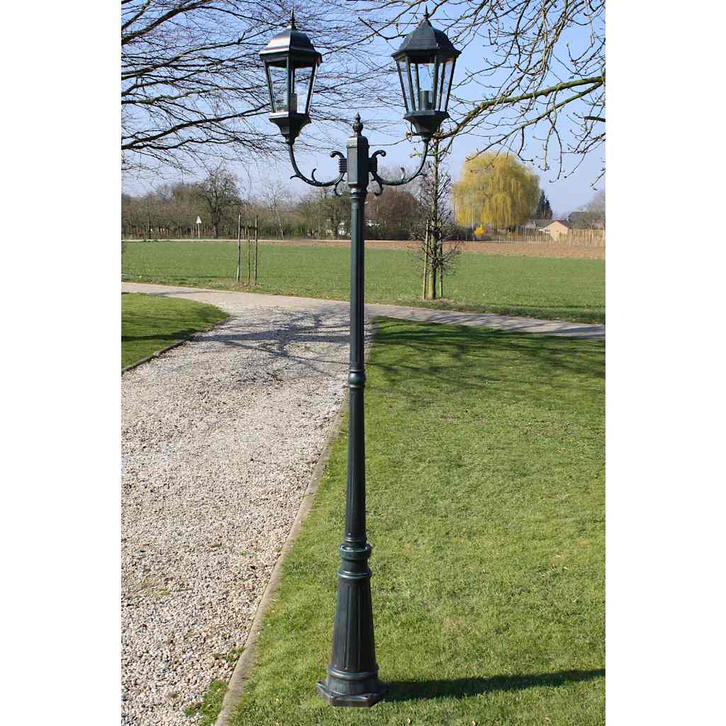 vidaXL Tuinlantaarn Brighton 3-arms 230 cm donkergroen/zwart