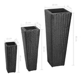 vidaXL Plantenbakken verhoogd 3 st poly rattan zwart
