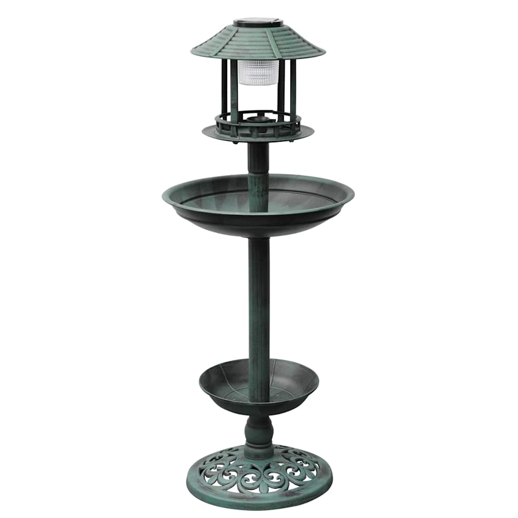 vidaXL Vogelbad/voederhuisje met solarverlichting
