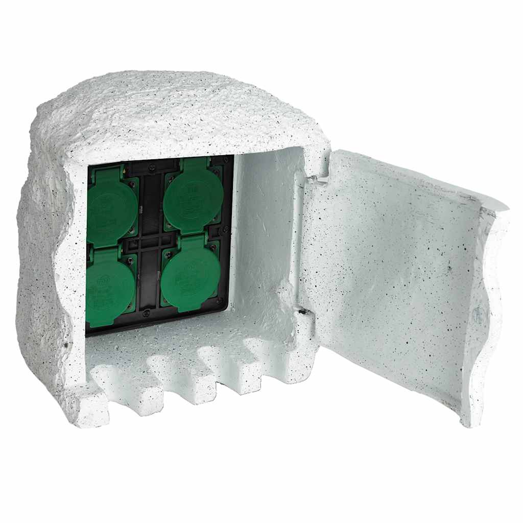 vidaXL Garden Power Socket 4-Way Waterproof Resin White