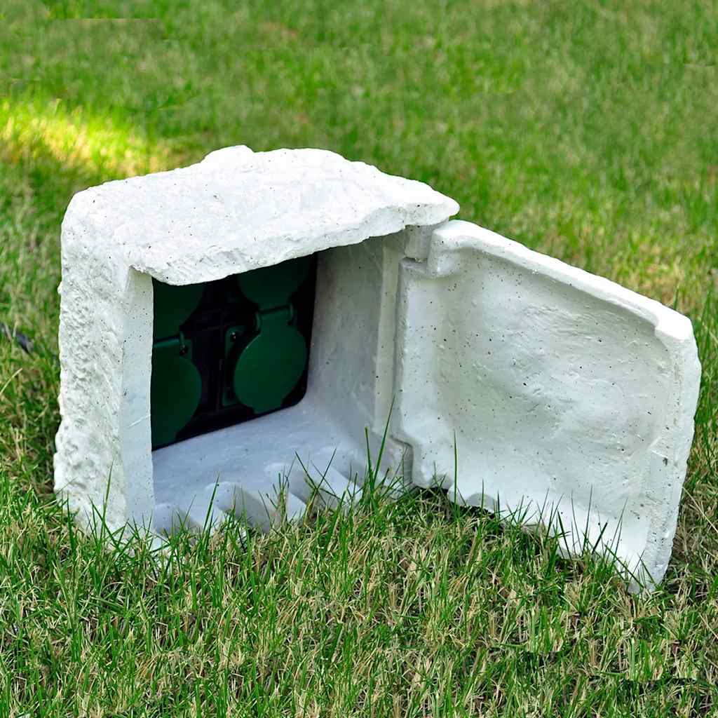 vidaXL Garden Power Socket 4-Way Waterproof Resin White