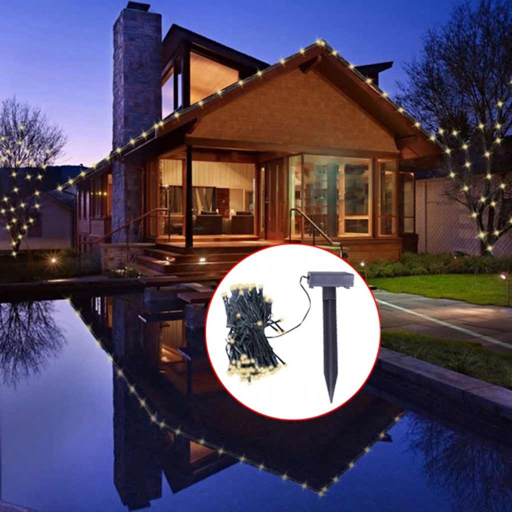 vidaXL Lichtslingers solar LED warmwit 2 st