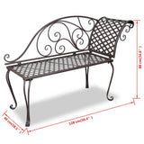 vidaXL Chaise longue 128 cm staal antiekbruin