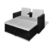 vidaXL 3-delige Loungeset met kussens poly rattan grijs