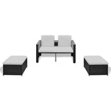vidaXL 3-delige Loungeset met kussens poly rattan grijs