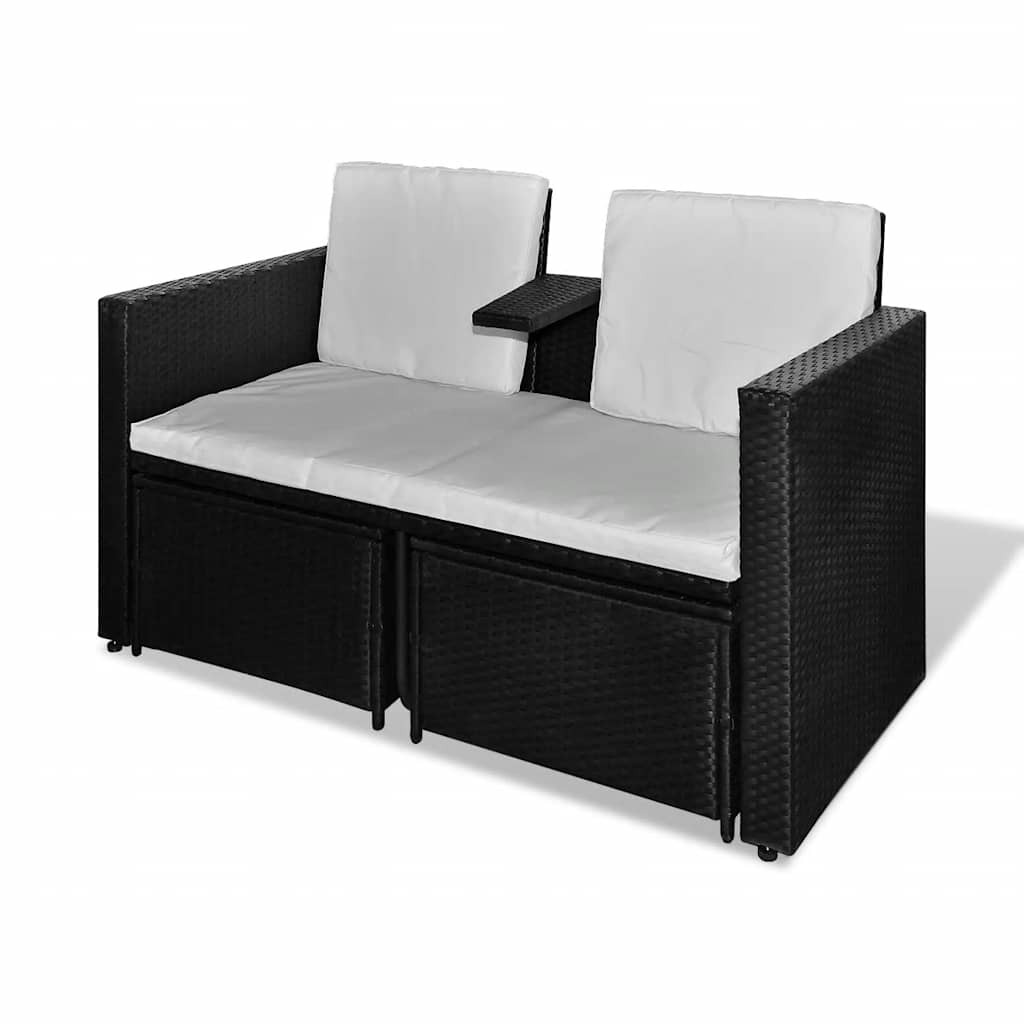 vidaXL 3-delige Loungeset met kussens poly rattan grijs