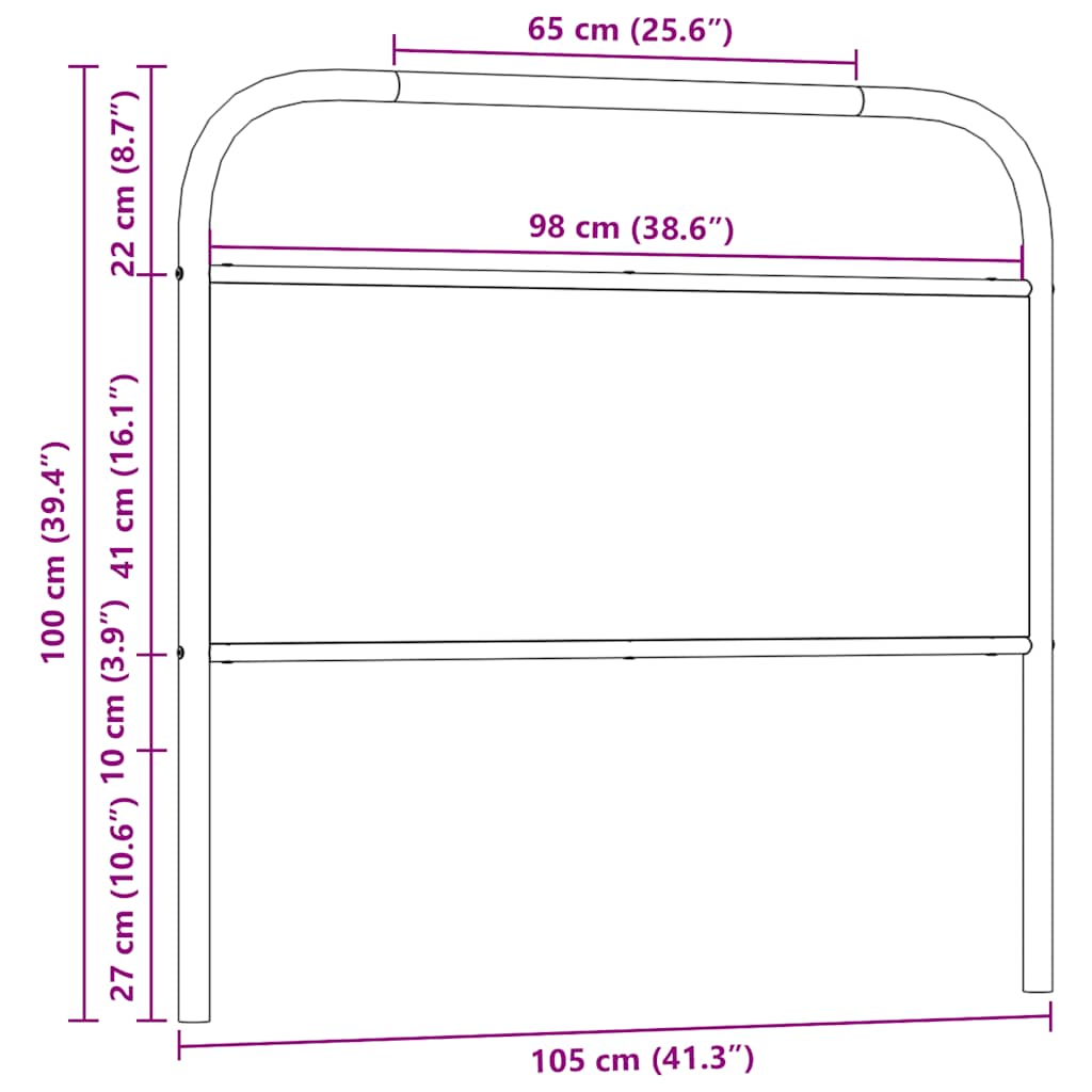 vidaXL Replacement Headboard 75 cm Steel and Engineered Wood Smoked Oak