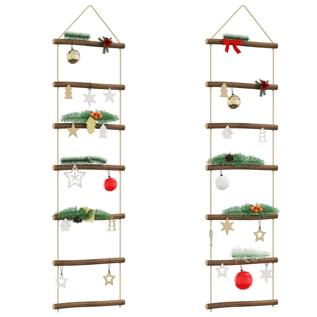 vidaXL Wall Decorations Ladder-shaped 2 pcs 30x100 cm Natural Teak