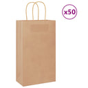 vidaXL Papieren zakken 50 st met hengsels 18x8x22 cm bruin