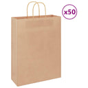 vidaXL Papieren zakken 50 st met hengsels 18x8x22 cm bruin