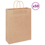 vidaXL Papieren zakken 50 st met hengsels 18x8x22 cm bruin