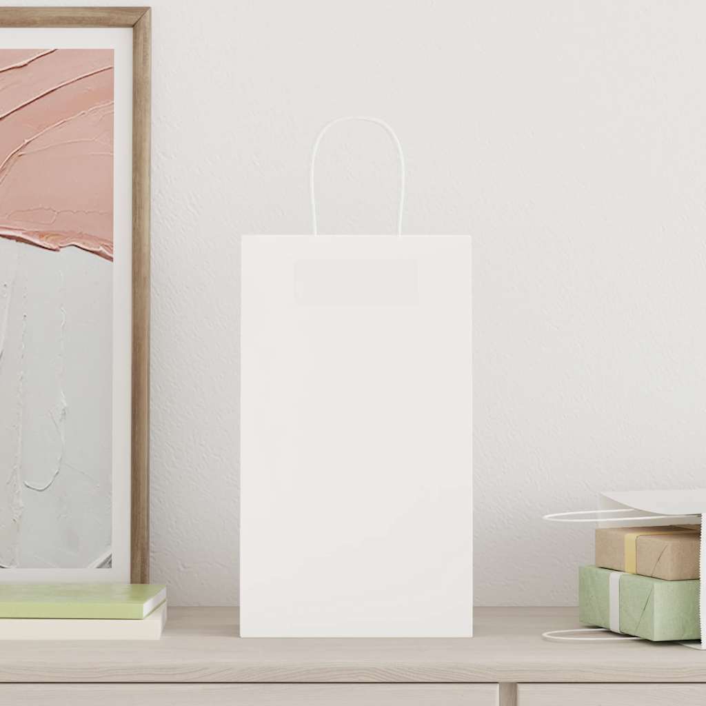 vidaXL Papieren zakken 50 st met hengsels 18x8x22 cm bruin