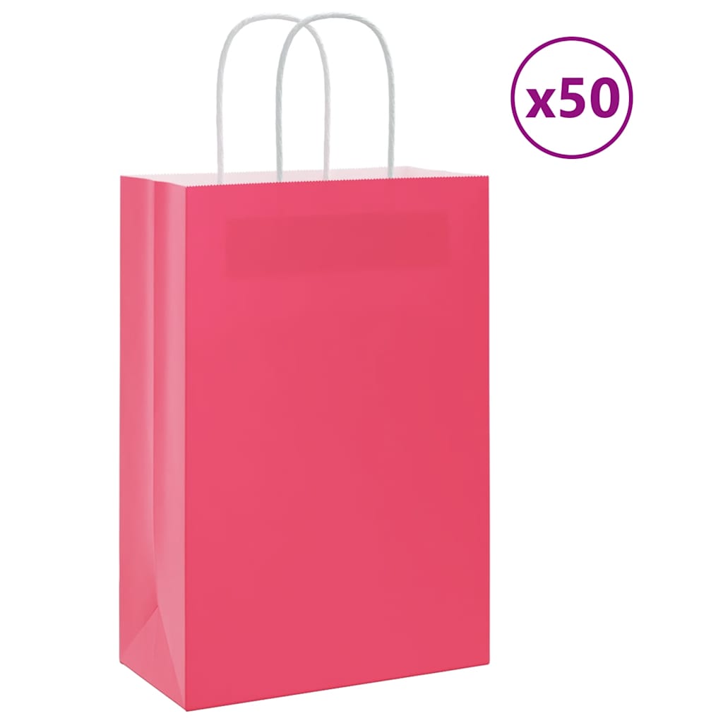 vidaXL Papieren zakken 50 st met hengsels 18x8x22 cm bruin