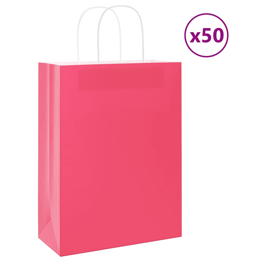 vidaXL Papieren zakken 50 st met hengsels 18x8x22 cm bruin