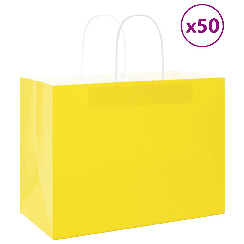 vidaXL Papieren zakken 50 st met hengsels 18x8x22 cm bruin