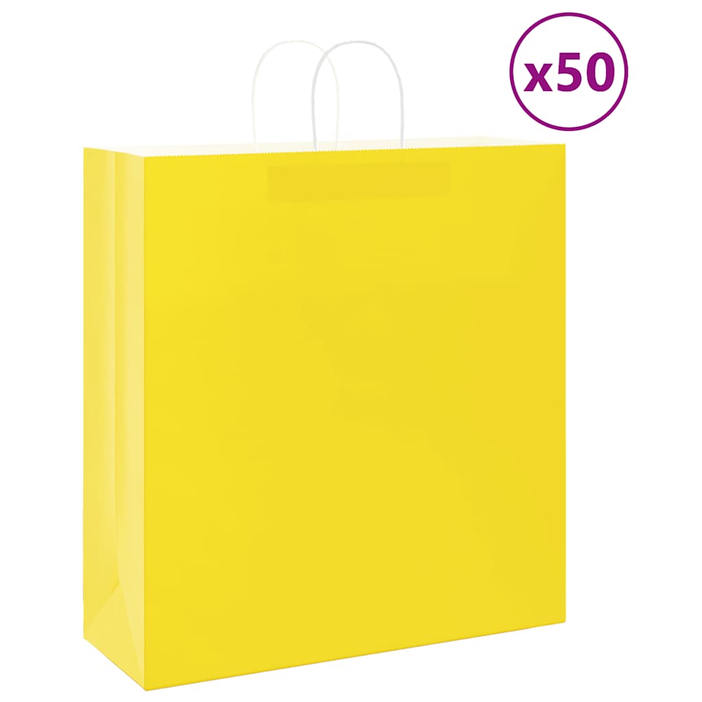 vidaXL Papieren zakken 50 st met hengsels 18x8x22 cm bruin