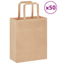 vidaXL Papieren zakken 50 st met hengsels 15x8x21 cm bruin