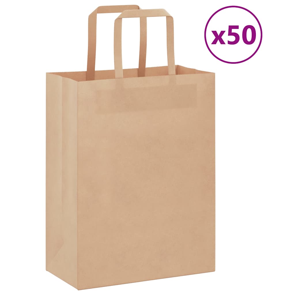 vidaXL Papieren zakken 50 st met hengsels 15x8x21 cm bruin