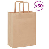 vidaXL Papieren zakken 50 st met hengsels 15x8x21 cm bruin