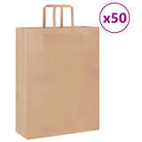 vidaXL Papieren zakken 50 st met hengsels 15x8x21 cm bruin