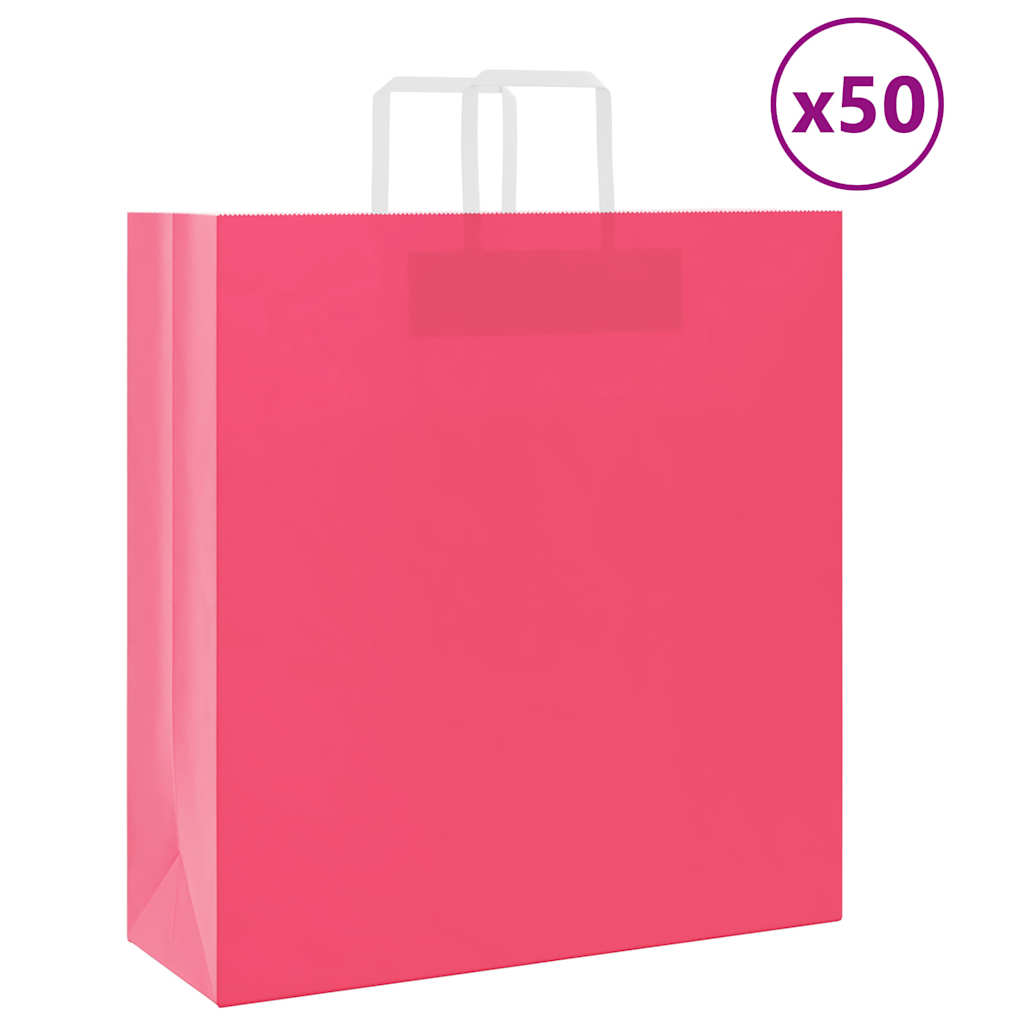 vidaXL Papieren zakken 50 st met hengsels 15x8x21 cm bruin