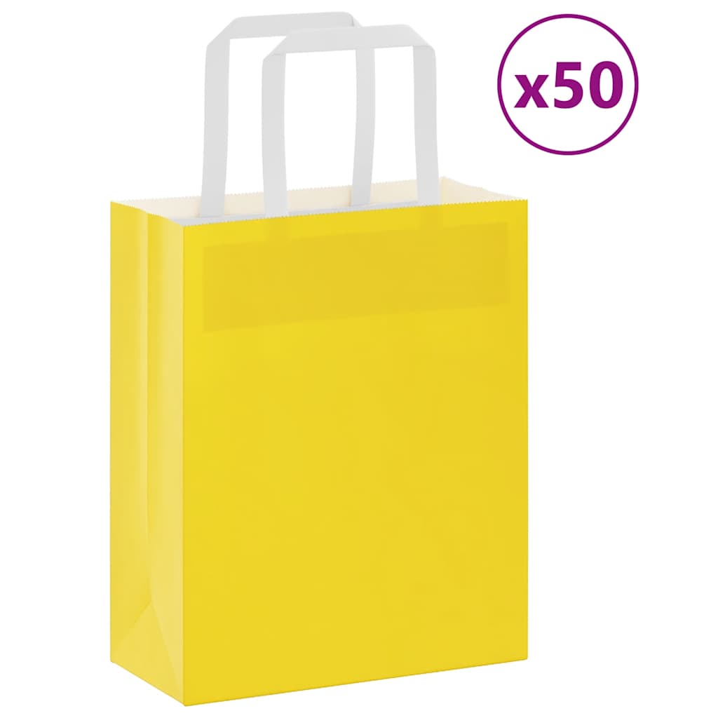 vidaXL Papieren zakken 50 st met hengsels 15x8x21 cm bruin