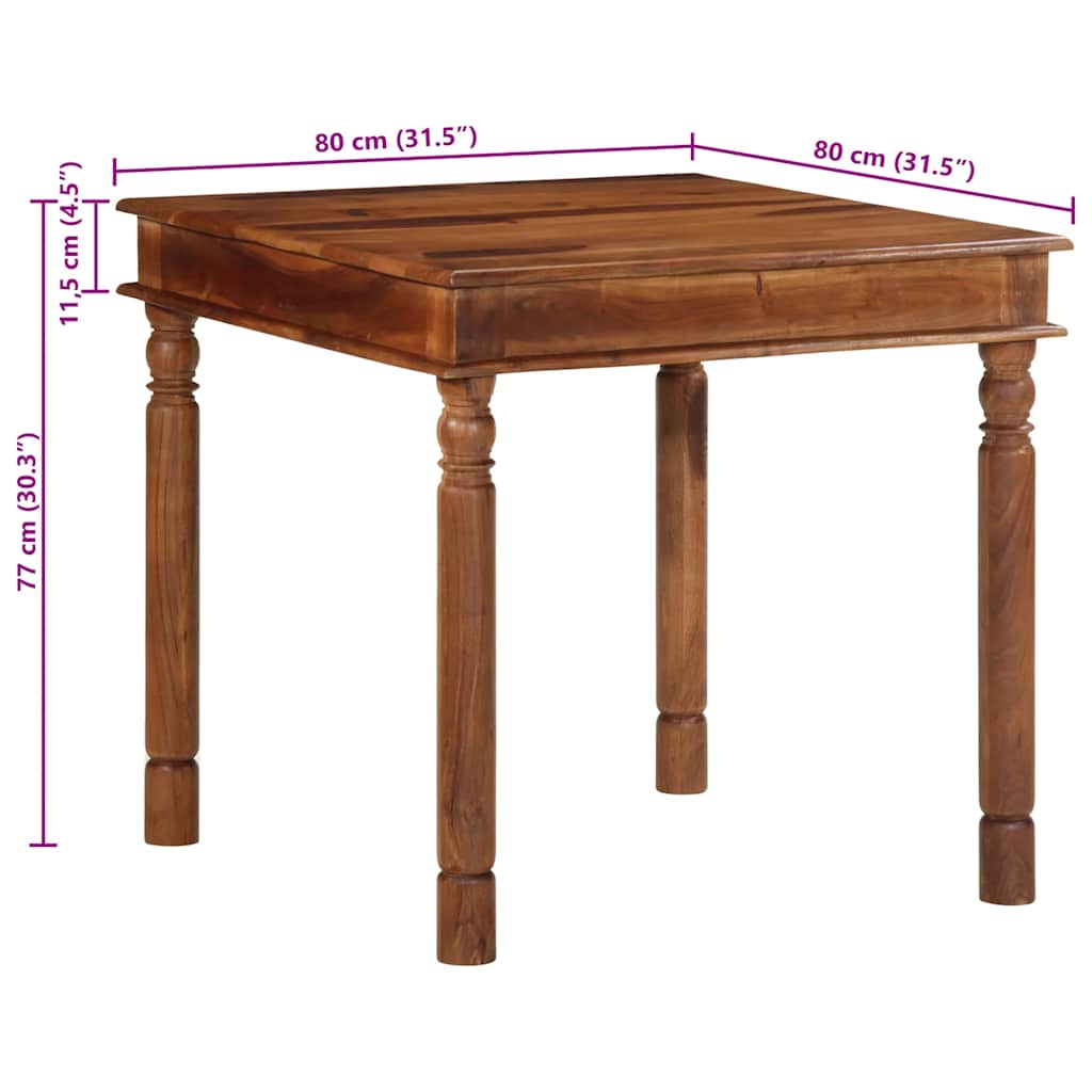 vidaXL Dining Table 80x80x77 cm Solid Acacia Wood