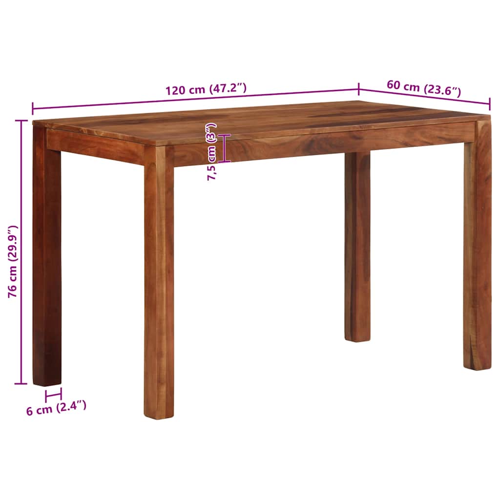 vidaXL Eettafel 120x60x76 cm massief acaciahout
