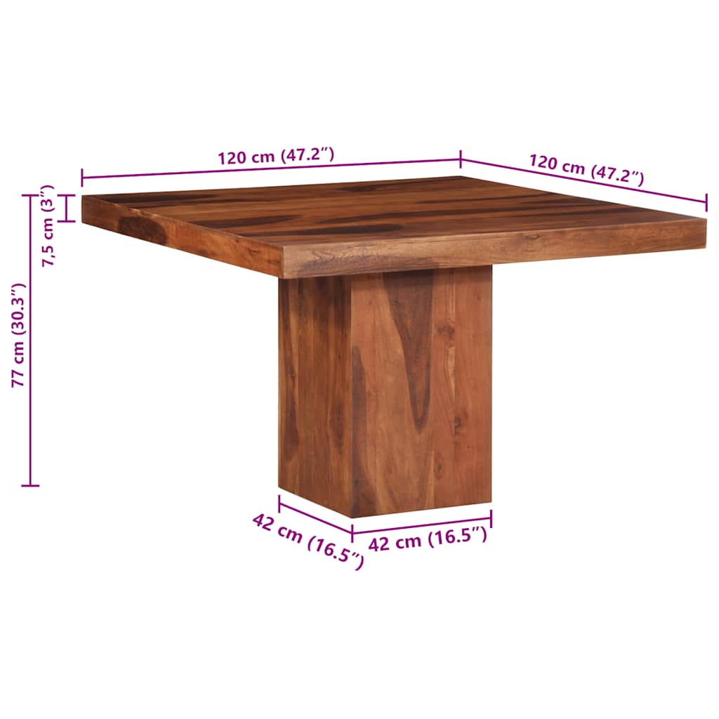 vidaXL Dining Table 120x120x77 cm Solid Acacia Wood