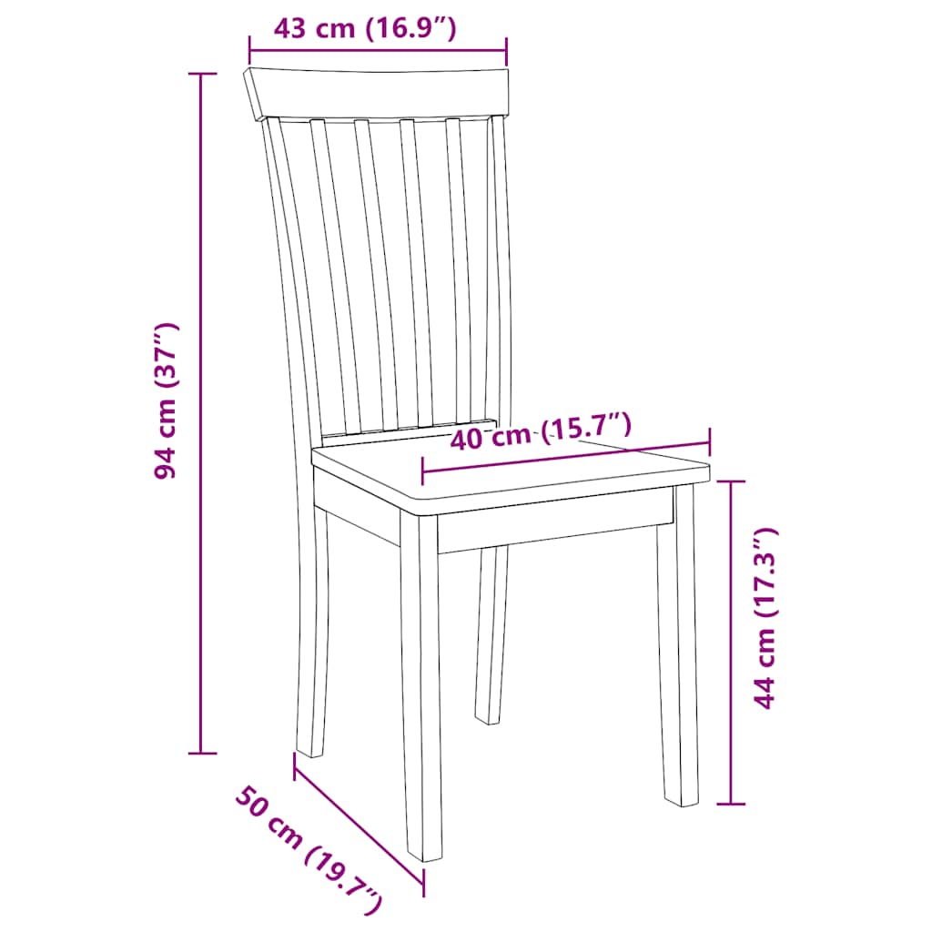 vidaXL Dining Chairs with Cushions 2 pcs Solid Rubberwood Brown