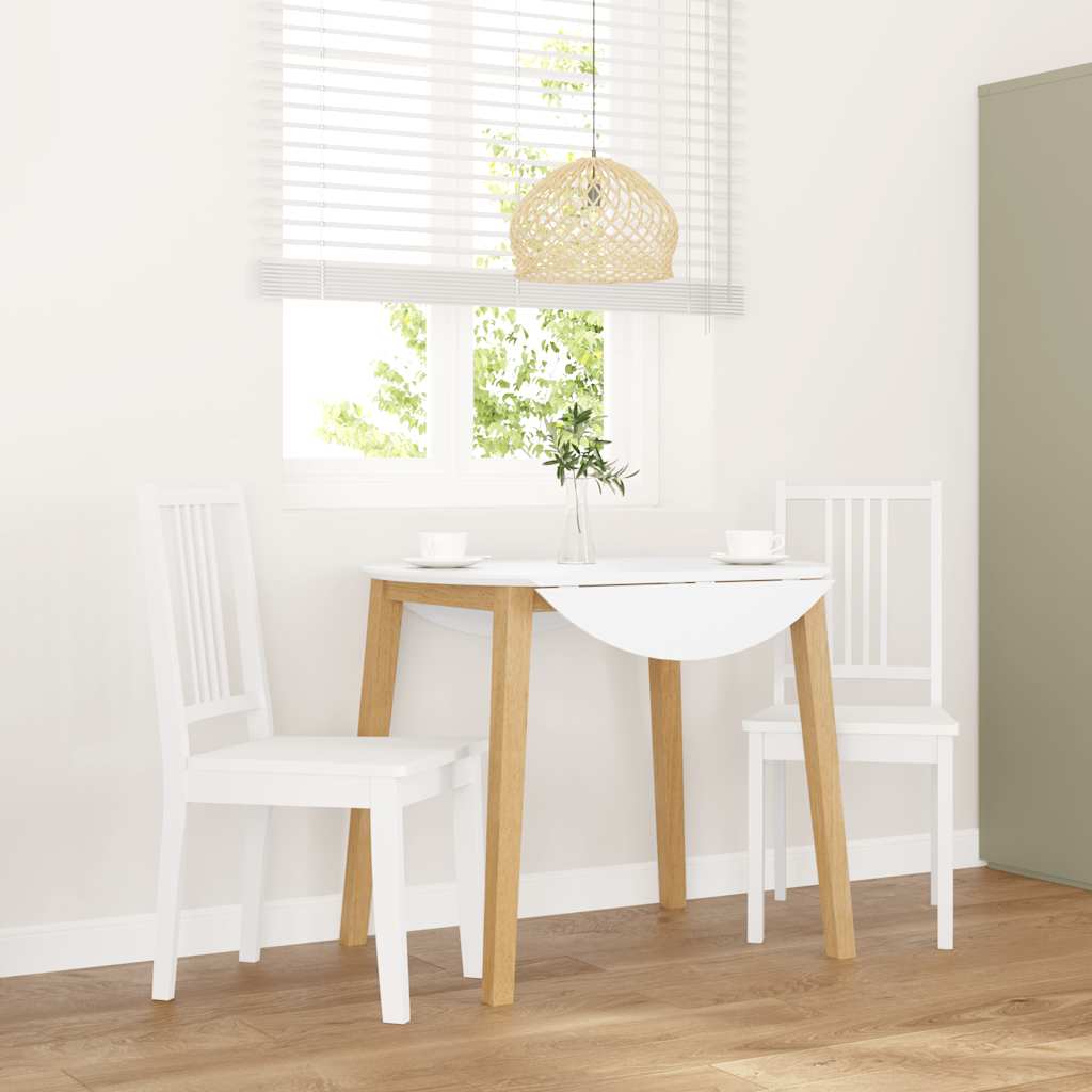 vidaXL Eetkamerstoelen met kussens 2 st massief hout wit