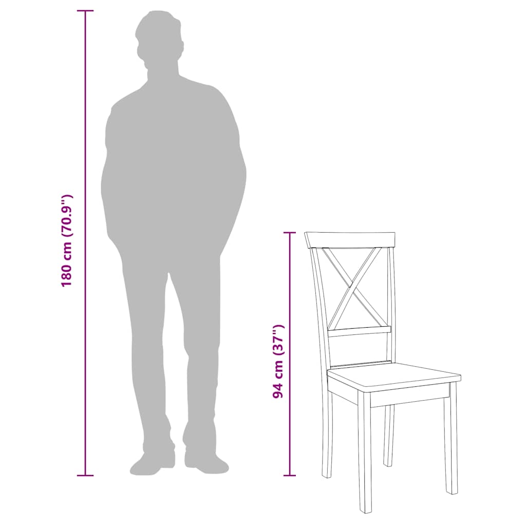 vidaXL Eetkamerstoelen 2 st massief hout rubber