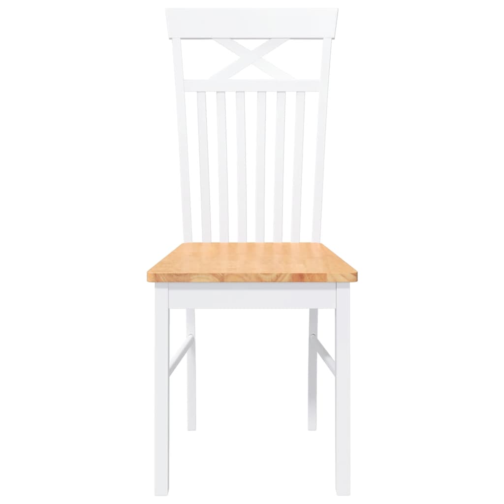 vidaXL Eetkamerstoelen 2 st massief hout rubber wit