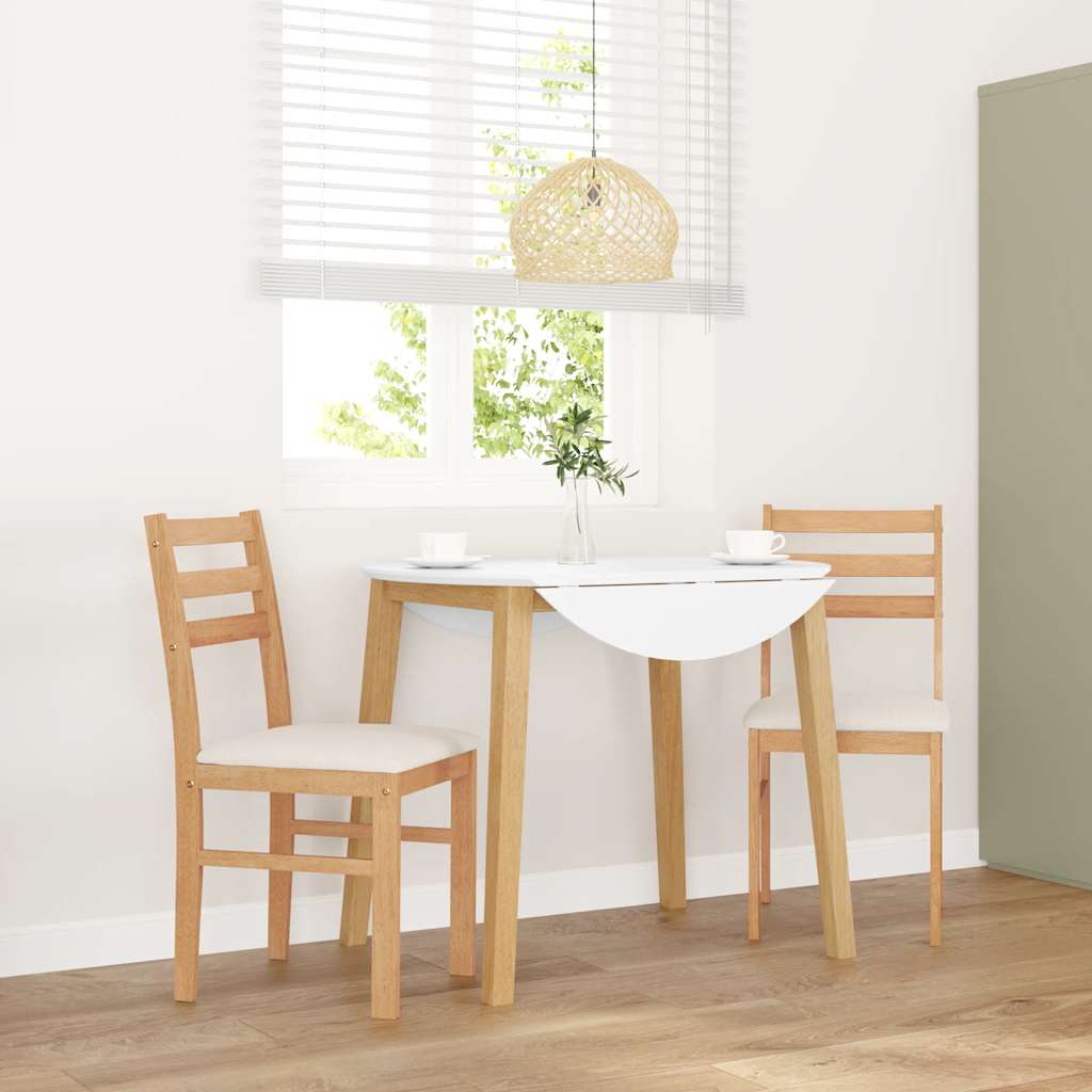 vidaXL Eetkamerstoelen met kussens 2 st massief hout rubber bruin