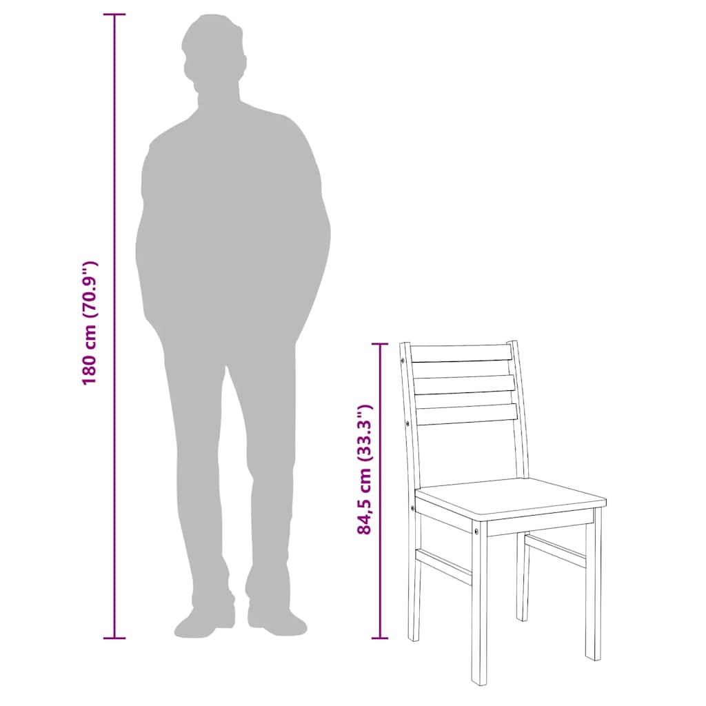 vidaXL Eetkamerstoelen met kussens 2 st massief hout rubber bruin