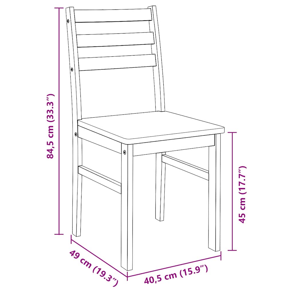 vidaXL Eetkamerstoelen met kussens 2 st massief hout rubber bruin