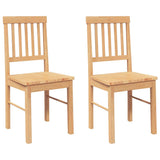 vidaXL Eetkamerstoelen met kussens 2 st massief hout rubber bruin