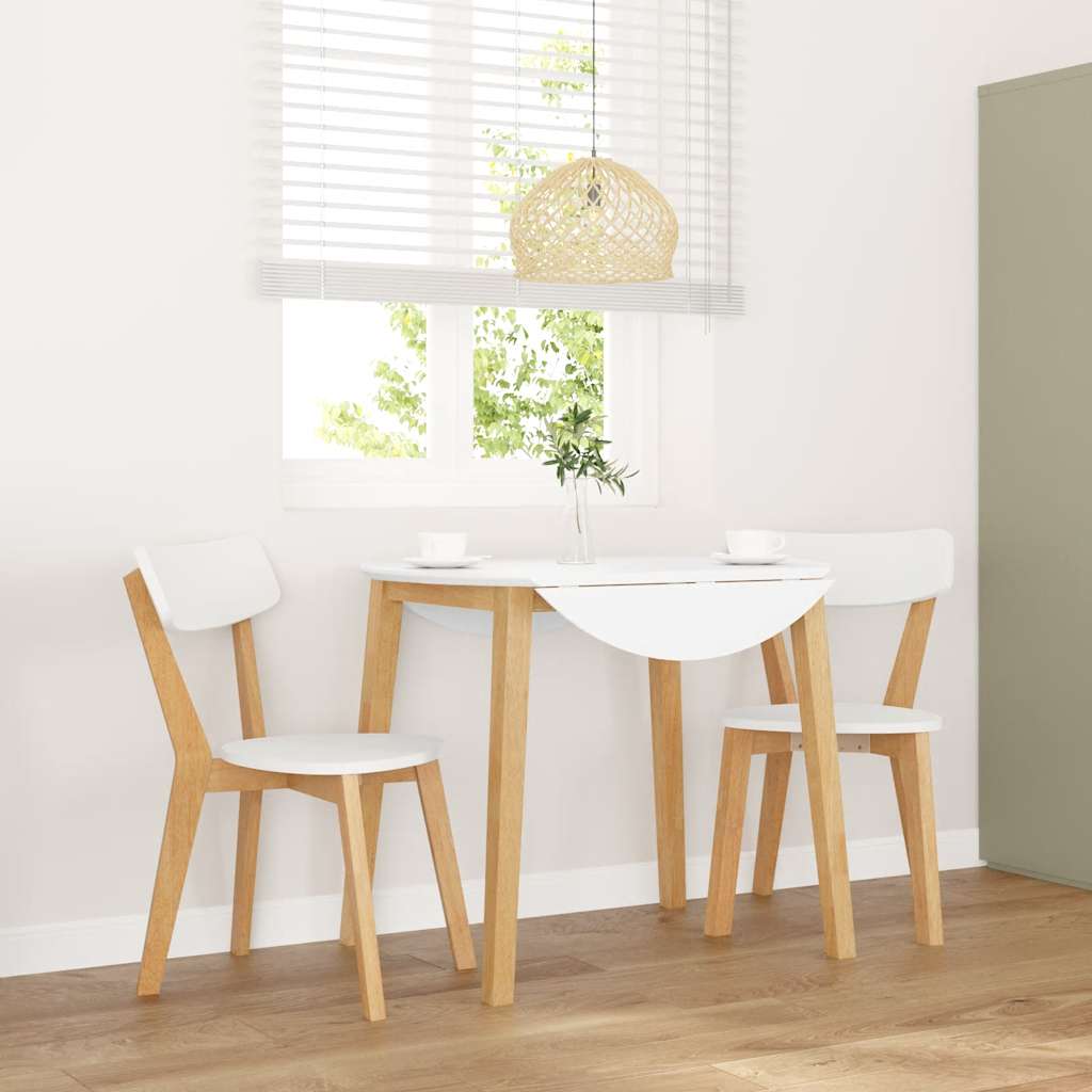 vidaXL Eetkamerstoelen 2 st massief hout rubber wit