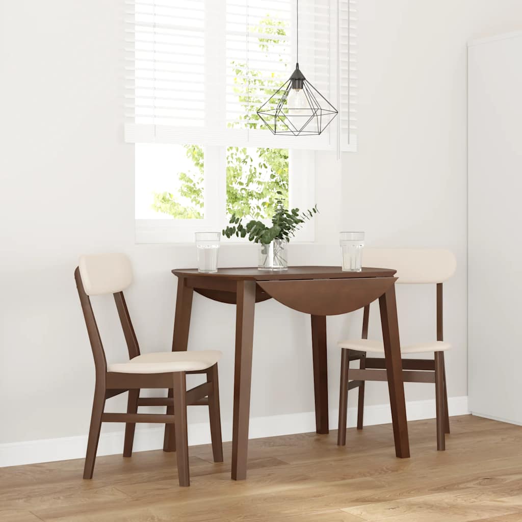 vidaXL Eetkamerstoelen met kussens 2 st massief hout rubber bruin