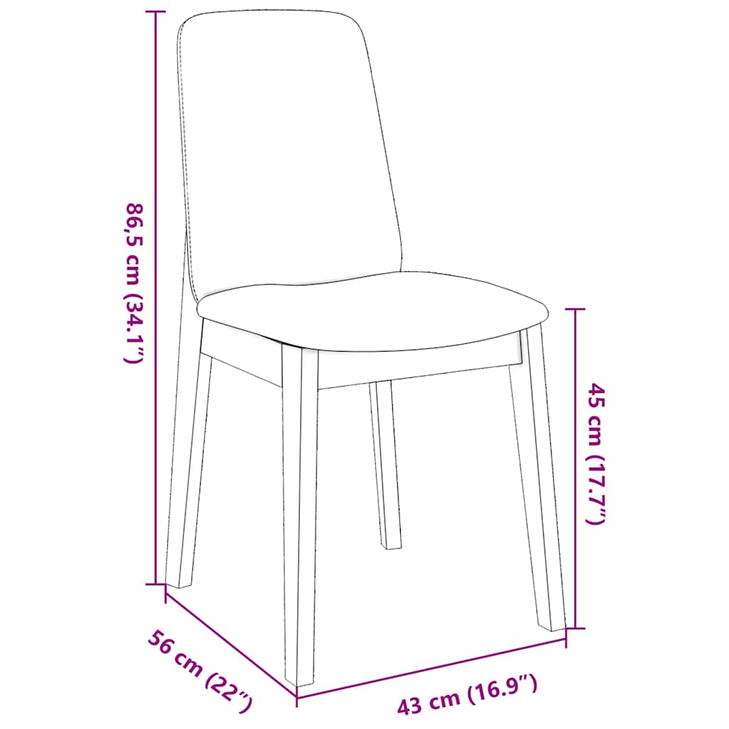 vidaXL Eetkamerstoelen met kussens 2 st massief hout rubber bruin