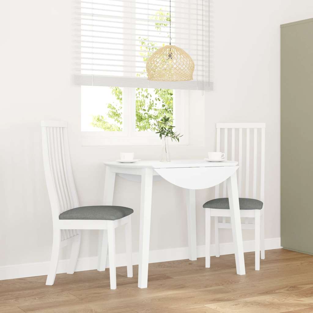 vidaXL Eetkamerstoelen met kussens 2 st massief hout rubber wit