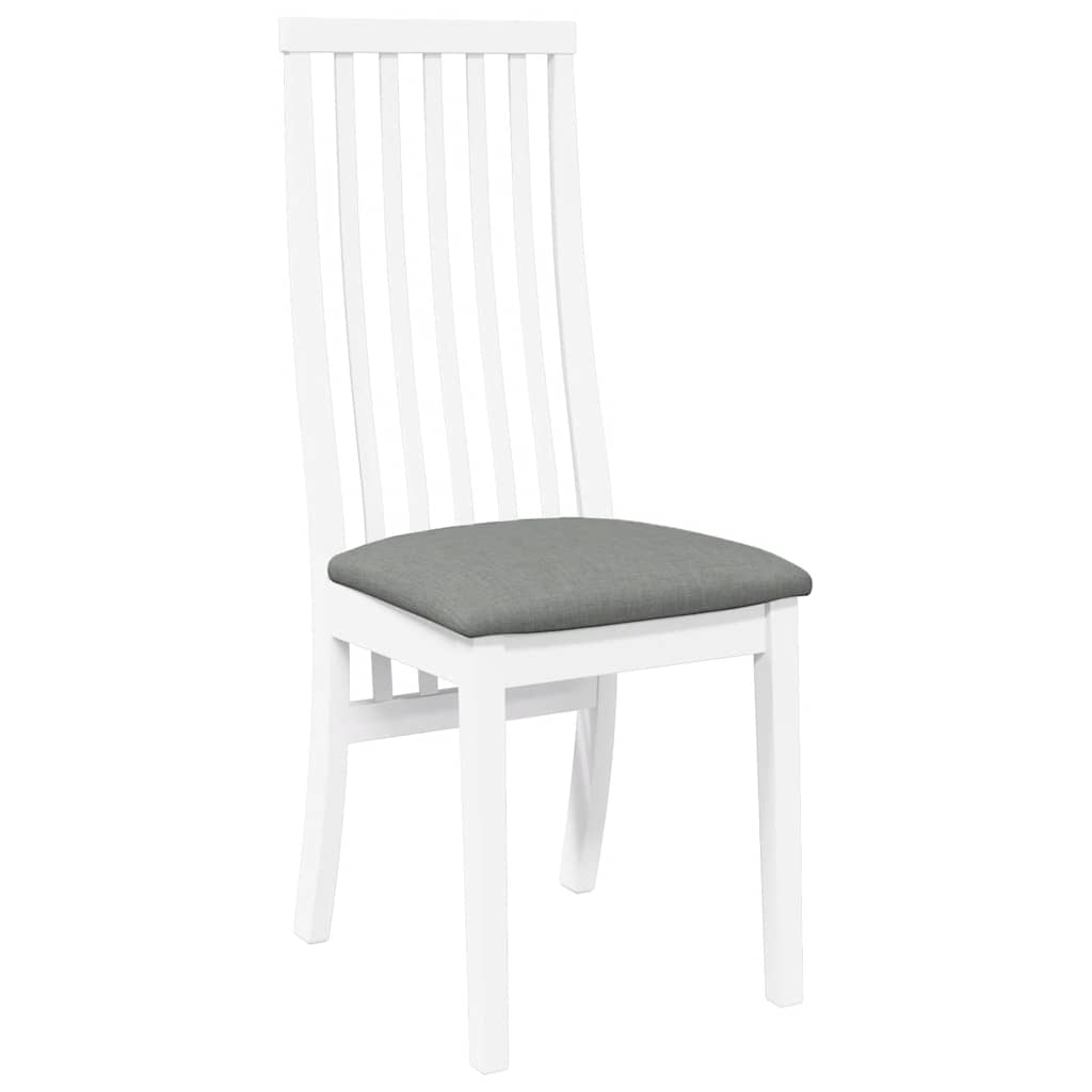 vidaXL Eetkamerstoelen met kussens 2 st massief hout rubber wit