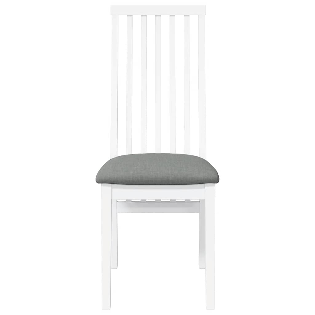 vidaXL Eetkamerstoelen met kussens 2 st massief hout rubber wit