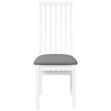 vidaXL Eetkamerstoelen met kussens 2 st massief hout rubber wit