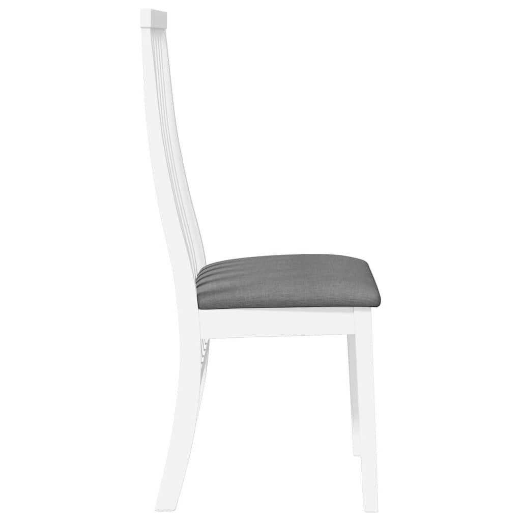 vidaXL Eetkamerstoelen met kussens 2 st massief hout rubber wit