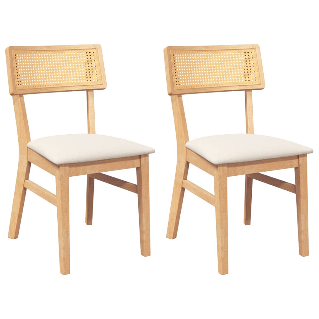 vidaXL Eetkamerstoelen met kussens 2 st massief hout rubber bruin