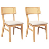 vidaXL Eetkamerstoelen met kussens 2 st massief hout rubber bruin
