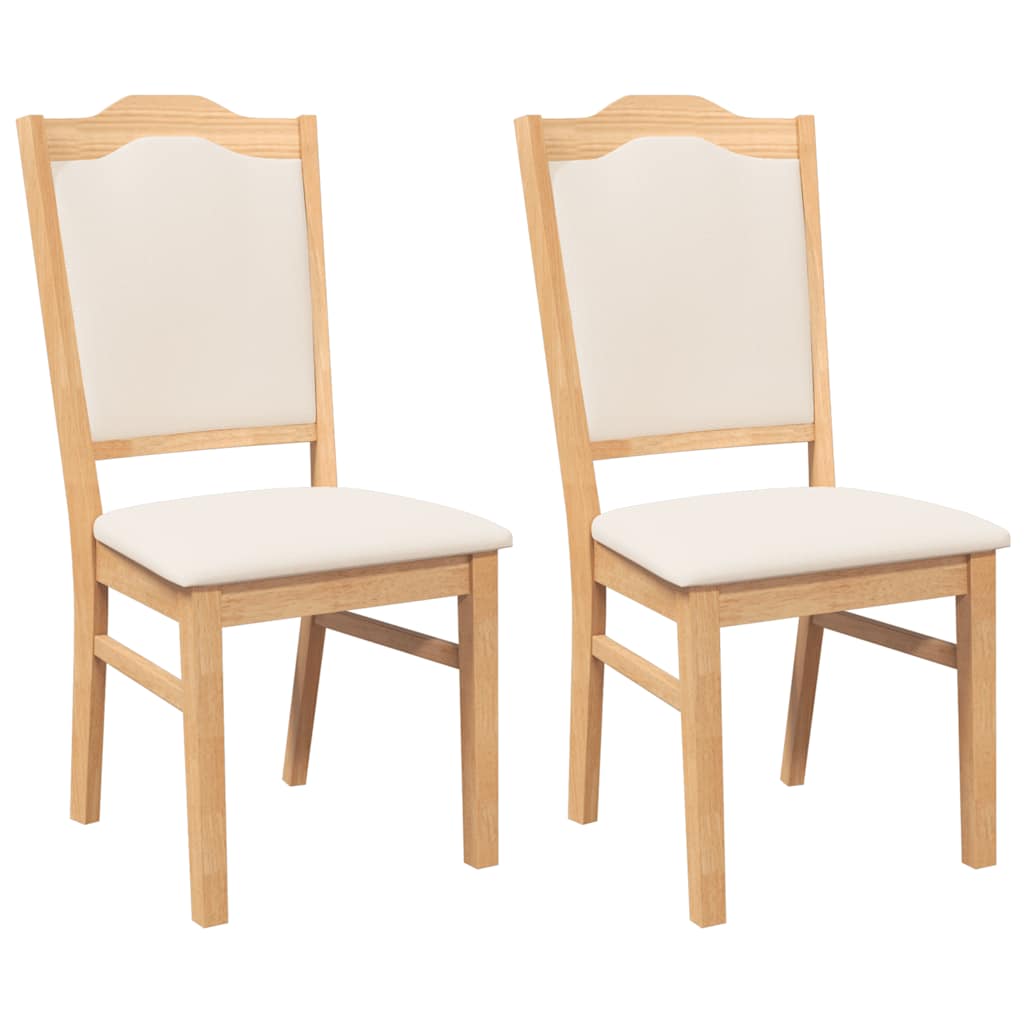 vidaXL Eetkamerstoelen met kussens 2 stuks bruin massief hout rubber