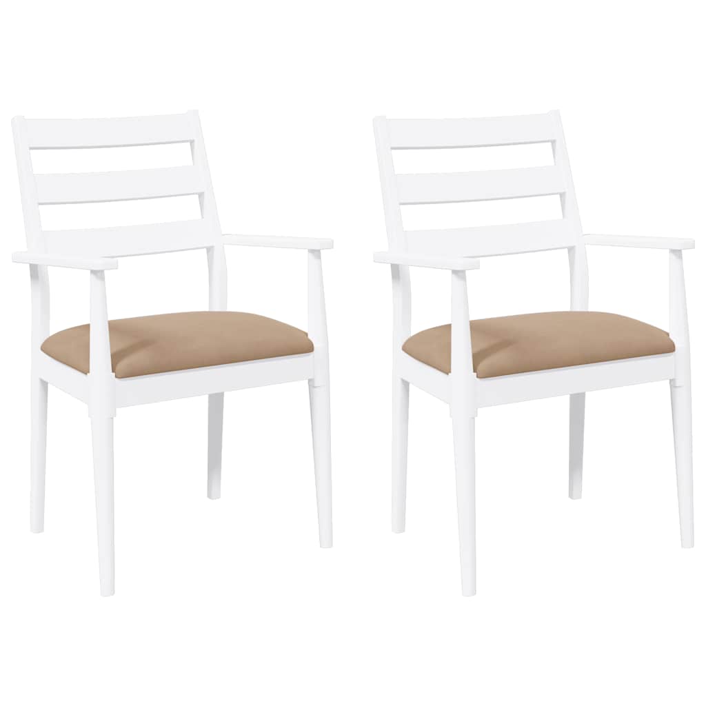 vidaXL Eetkamerstoelen met kussens 2 stuks bruin massief hout rubber