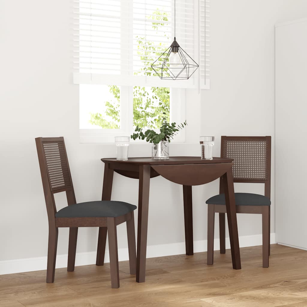 vidaXL Eetkamerstoelen met kussens 2 st massief hout rubber bruin